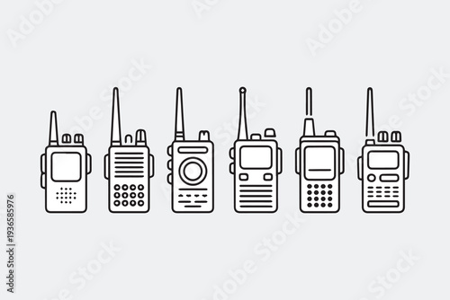 Walkie Talkie Line Icon Set illustration vector