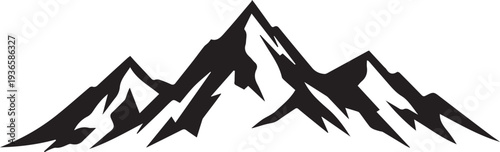 Rugged Mountain Range Silhouette Illustration