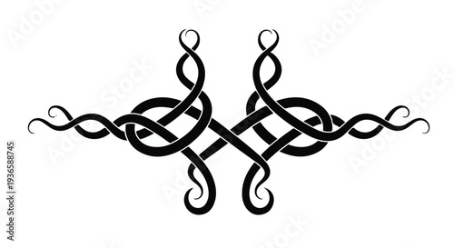 Elegant black ornamental swirl design on white background