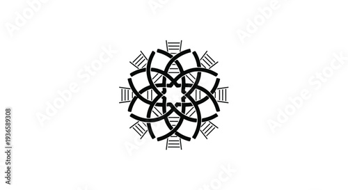 Intricate geometric pattern with radiating symmetrical design, symbolizing harmony and order.