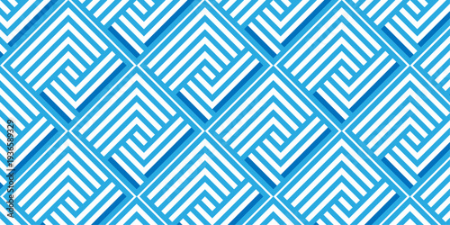 Minimal line Seamless geometric pattern with shapes. Decoration and maze ornament square wall tile. Illustration seamless pattern line colorful tile ornament wallpaper. Mosaic backdrop retro chevron.