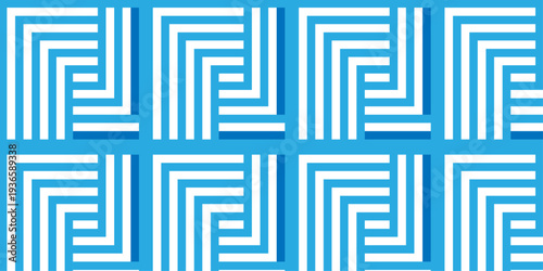 Minimal line Seamless geometric pattern with shapes. Decoration and maze ornament square wall tile. Illustration seamless pattern line colorful tile ornament wallpaper. Mosaic backdrop retro chevron.