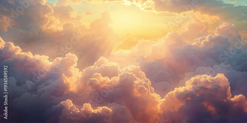 Dramatic fire in the clouds creates a dark storm sunset against the summer sky and nature's atmospheric heaven