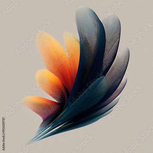 Wallpaper Mural Abstract flowing gradient lines forming a feather-like shape in vibrant colors Torontodigital.ca