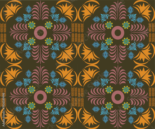 seamless floral pattern in brown and green 