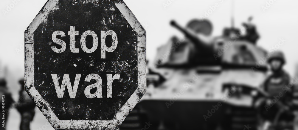 Obraz premium a stop war sign with the text stop war