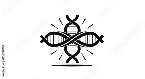 Abstract intertwined DNA helix symbolizing genetic science and life's blueprint with radiating energy.