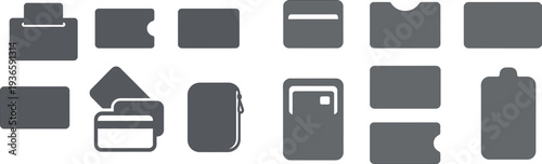 Different styles of wallets and cards are arranged neatly, showcasing options for organization and storage. The designs include card slots and small pouches for convenience.