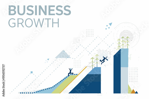 Visualizing business growth and progress with an upward trending graph