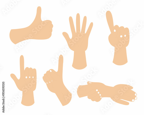 Collection of cartoon hands displaying various gestures and signs