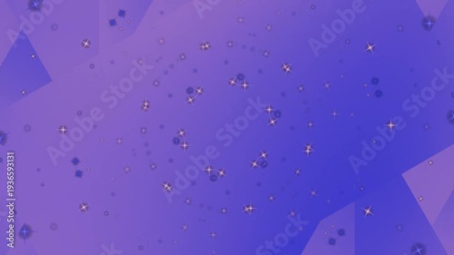 Purple Background with Geometric Shapes and Particles.