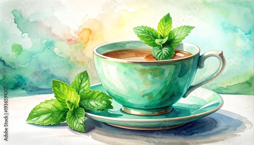 Cup of tea with mint