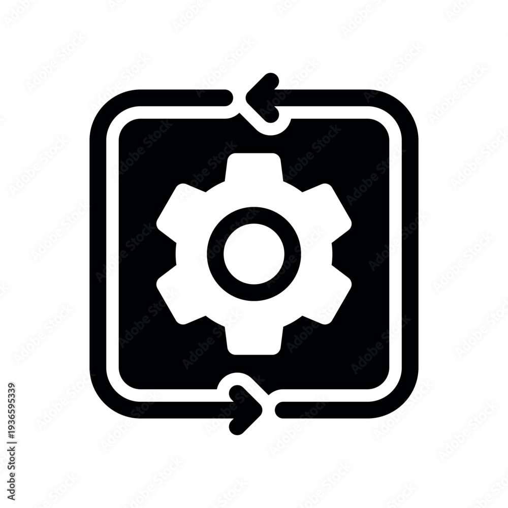 Obraz premium Solid block featuring internal gear and cycle arrows