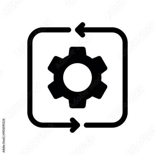 Gear enclosed within a square arrow cycle