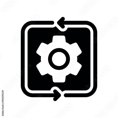 Solid block featuring internal gear and cycle arrows