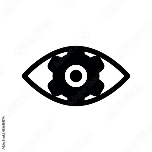 Contoured Eye Graphic Enclosing A Cogwheel
