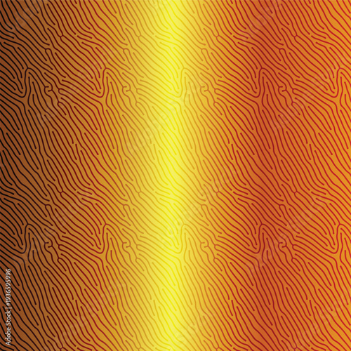 Seamless geometric texture with abstract orange waves and vintage floral line art circles for a retro wallpaper design