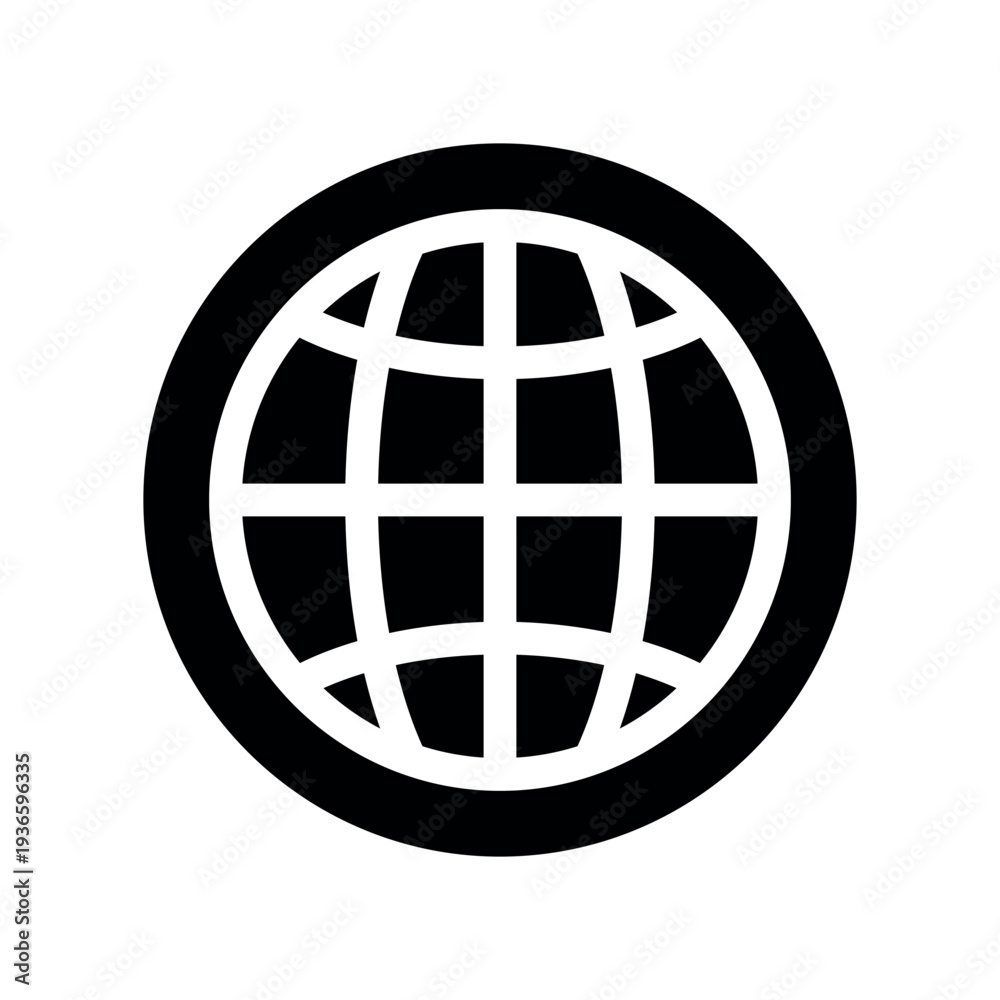 Obraz premium Thick Outline Globe Icon for Global Connectivity