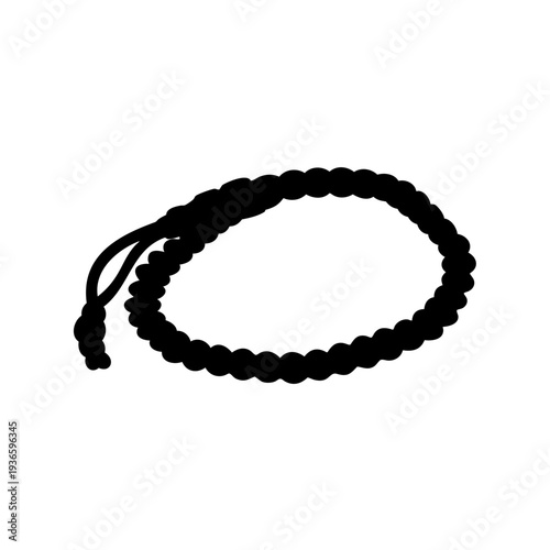 Silhouette of a braided bead bracelet with adjustable cord clasp on white
