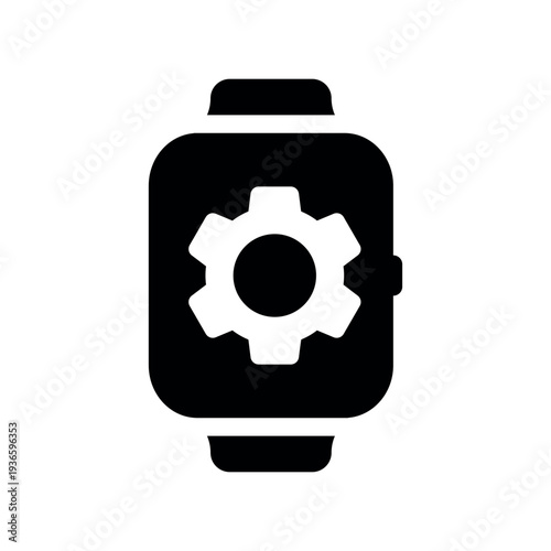Smartwatch Display Featuring Central Gear Icon
