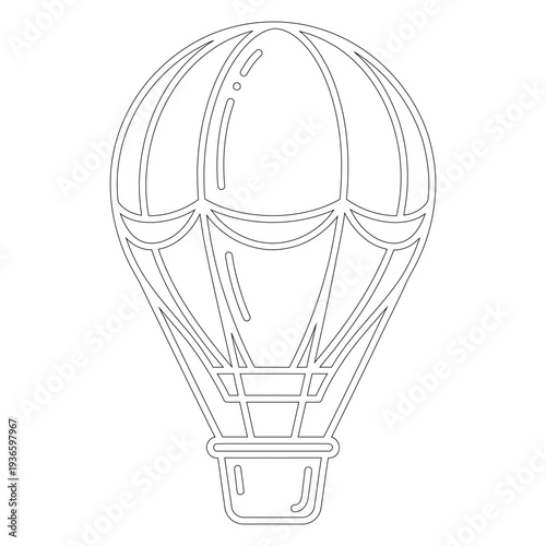 Black line hot air balloon flight on white background line black lines