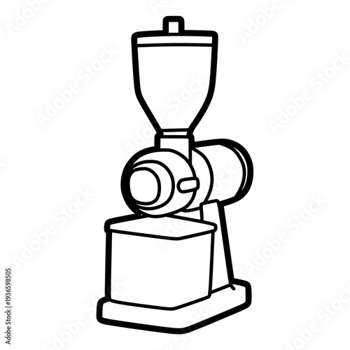 black and white coffee grinder, editable lines