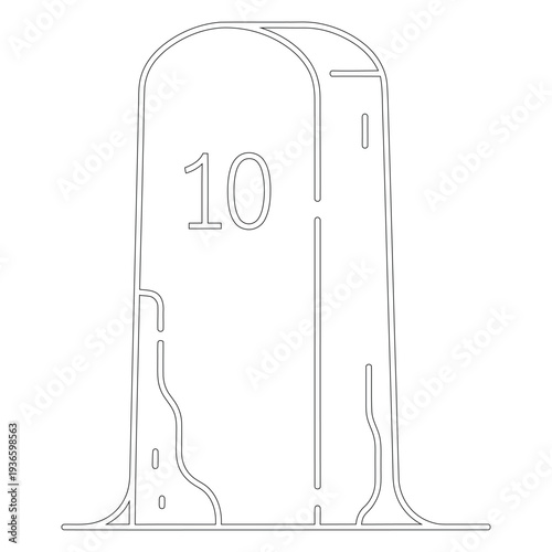 Black line of a number 10 parking meter on white background black lines line parking