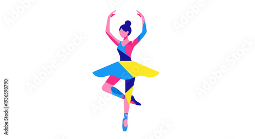 Elegant ballet dancer performing a graceful pirouette in a vibrant costume