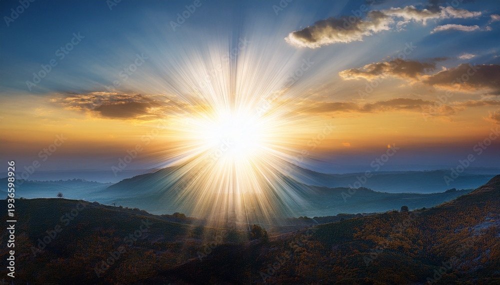 Naklejka premium Divine Light Symbol Of Gods Presence Truth And Grace Blessing The World With Illumination