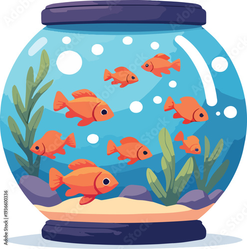 acquario con pesci dolce salata acqua tropicali rossi vettoriale	
