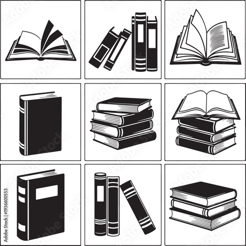 book icon set vector image