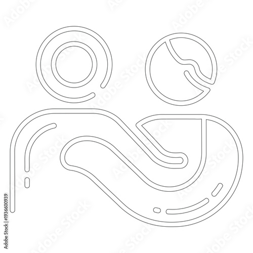 Black Outline of Two Figures Embracing in Abstract Form