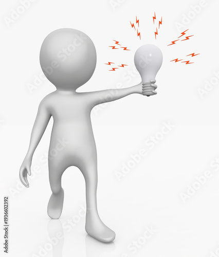3D Figur mit einer Glühbirne
