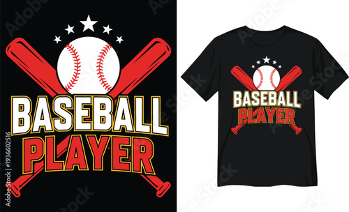 Baseball Player Sports Logo with Crossed Bats and Ball Illustration