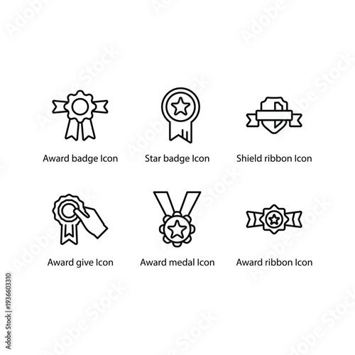 Award badge, Star badge, Shield ribbon, Award give, Award medal, Award ribbon, icon
