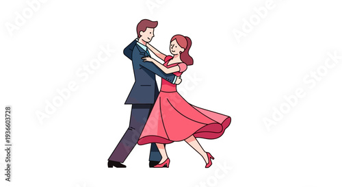 Couple dancing together in a lively tango dance performance illustration