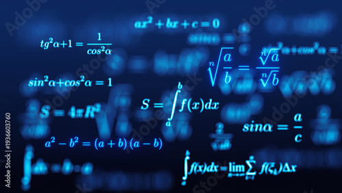 Mathematical formulas background - Math concept - 3d illustration