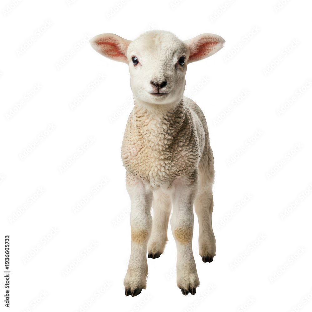Obraz premium Standing lamb with curious expression isolated on transparent background