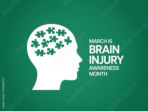 Wallpaper Mural March is brain injury awareness month campaign with silhouette head and puzzle pieces concept for medical awareness and support Torontodigital.ca
