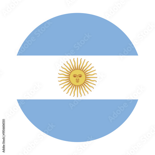 Round icon with the Argentine flag. On a transparent background. Vector graphics