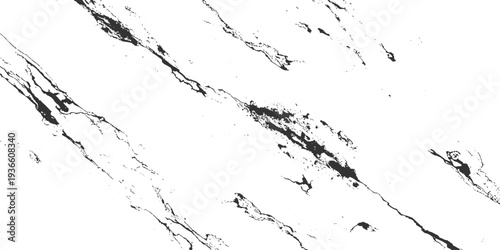 A grunge black ink splat design features messy paint splashes and liquid splatter stains on a dirty white paper texture for an artistic vector border illustration