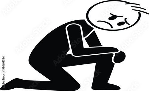 A stressed person kneeling with frustration and despair