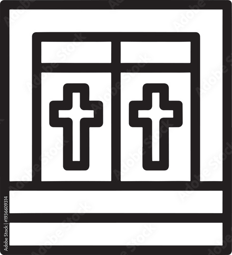 Military cemetery headstone icon with cross symbol memorial remembrance tribute outline