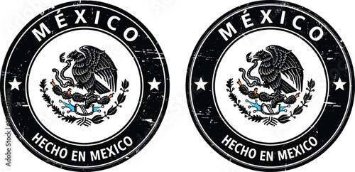 Mexican Coat of Arms Stamps vector illustration