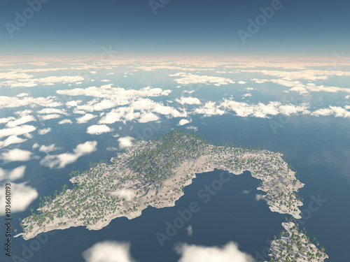 Luftaufnahme einer tropischen Insel mit Palmen