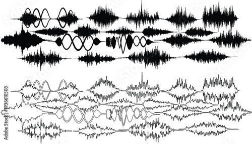 Visual representation of sound waves and signal patterns