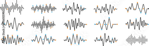 Collection of various audio waveform patterns