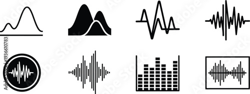 Collection of sound wave and signal icons
