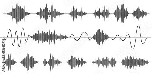 Sound wave patterns on a white background