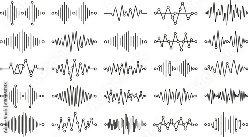 Collection of various sound wave patterns and signals